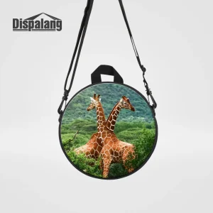 3D Giraffe Printed Round Messenger Bags Multifunctional 2 In 1 Crossbody Shoulder Bagpack Women Casual Outdoor Travel Handbag