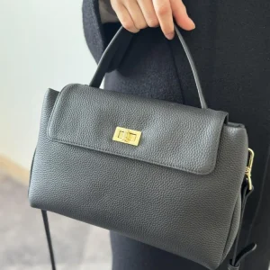 New Office Ladies Retro Cowskin Genuine Leather Designer Real Leather Single Shoulder Underarm Bag Casual Hasp Crossbody Bags